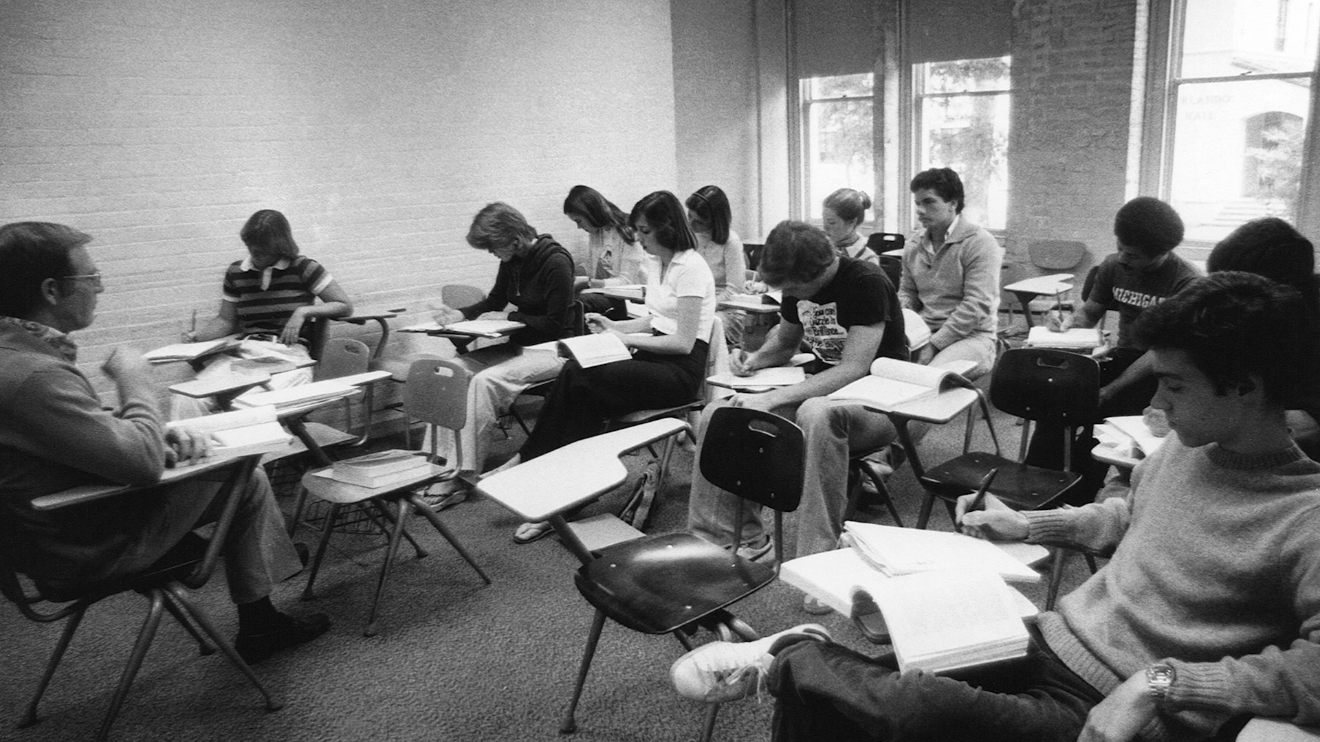 Black and White photograph of a Rollins College Class