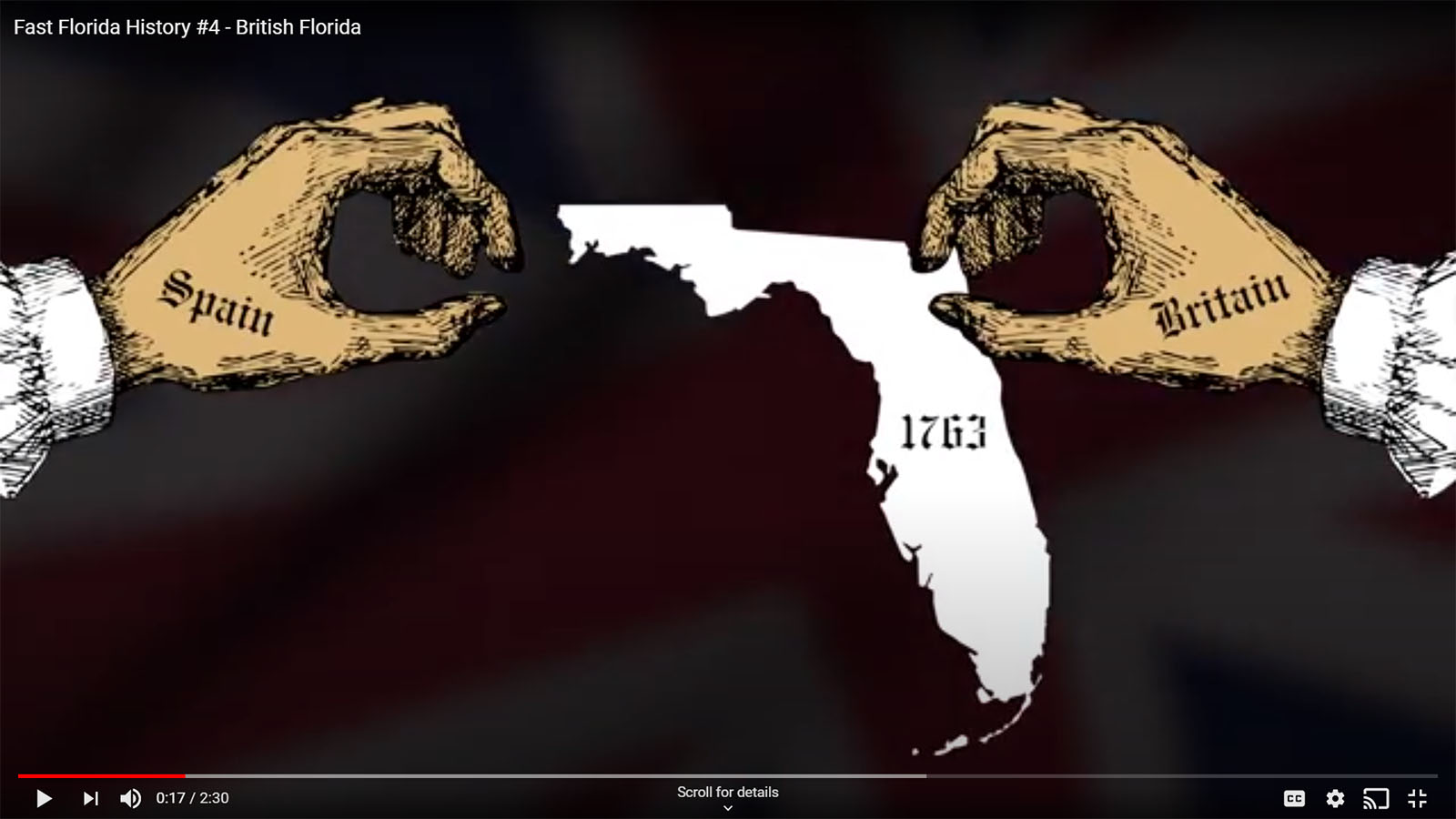 Florida transferred to British 1763