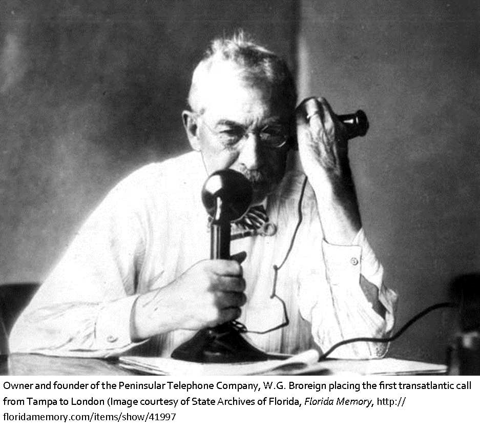 first transatlantic telephone call from Tampa to London