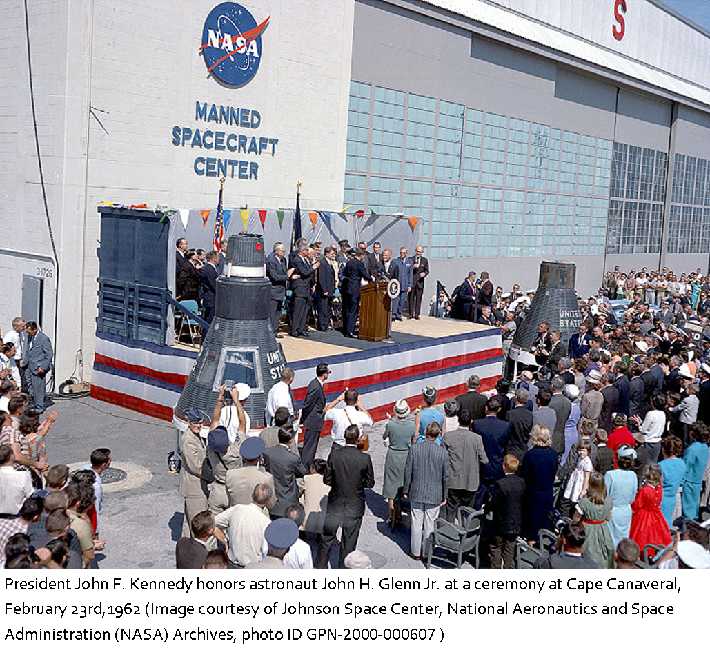 Astronaut John H. Glenn Jr. was honored by President John F. Kennedy