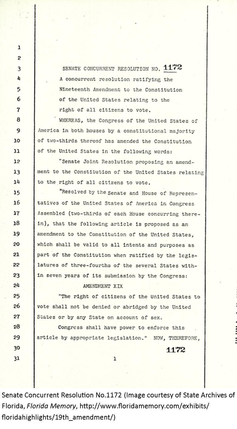 19th amendment to the U.S. Constitution