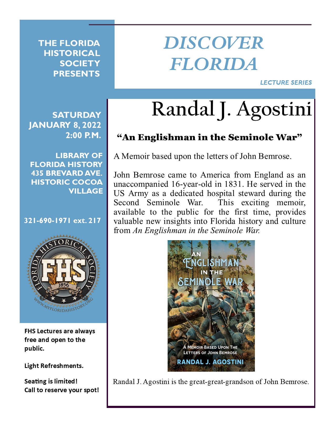Randal J. Agostini -  An Englishman in the Seminole War