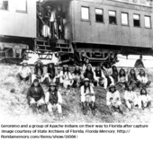 Geronimo and group of captured Apache Indians on way to Florida
