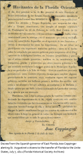 Treaty signed ceding the Floridas from Spain to the United States