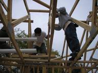 students building house