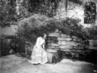 Woman sitting at Fountain, circa 1950