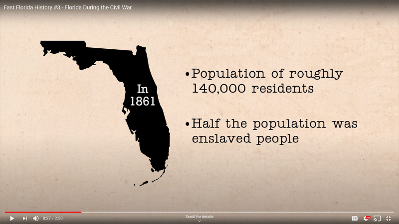 Fast Florida History #3 - Florida 1861 Population