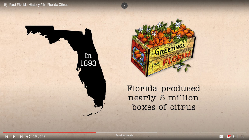 Fast Florida History #6 - 1893 Florida produces near 5 million boxes of citrus