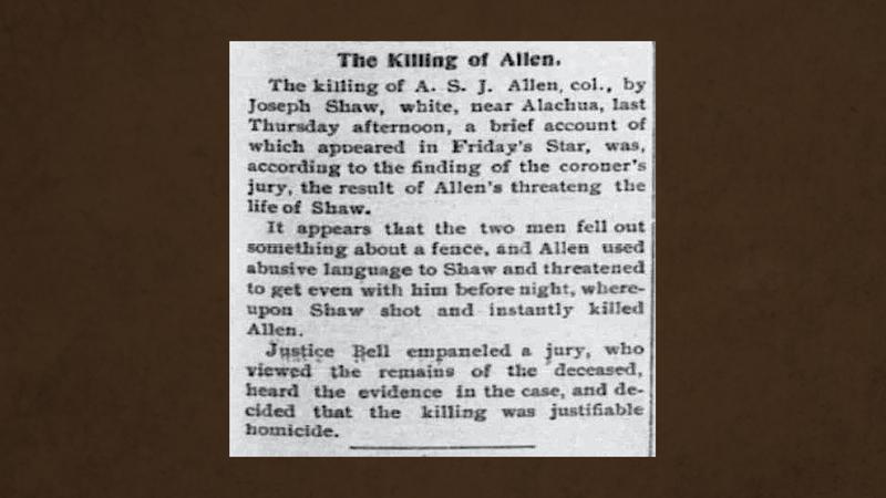 The Killing of Allen news article